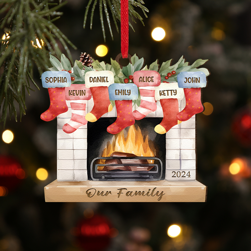 Decorazione Natalizia in Legno Personalizzata con 2-7 Nomi, 1 Testo e 1 Data – Regalo di Natale per Famiglia | Jessemade