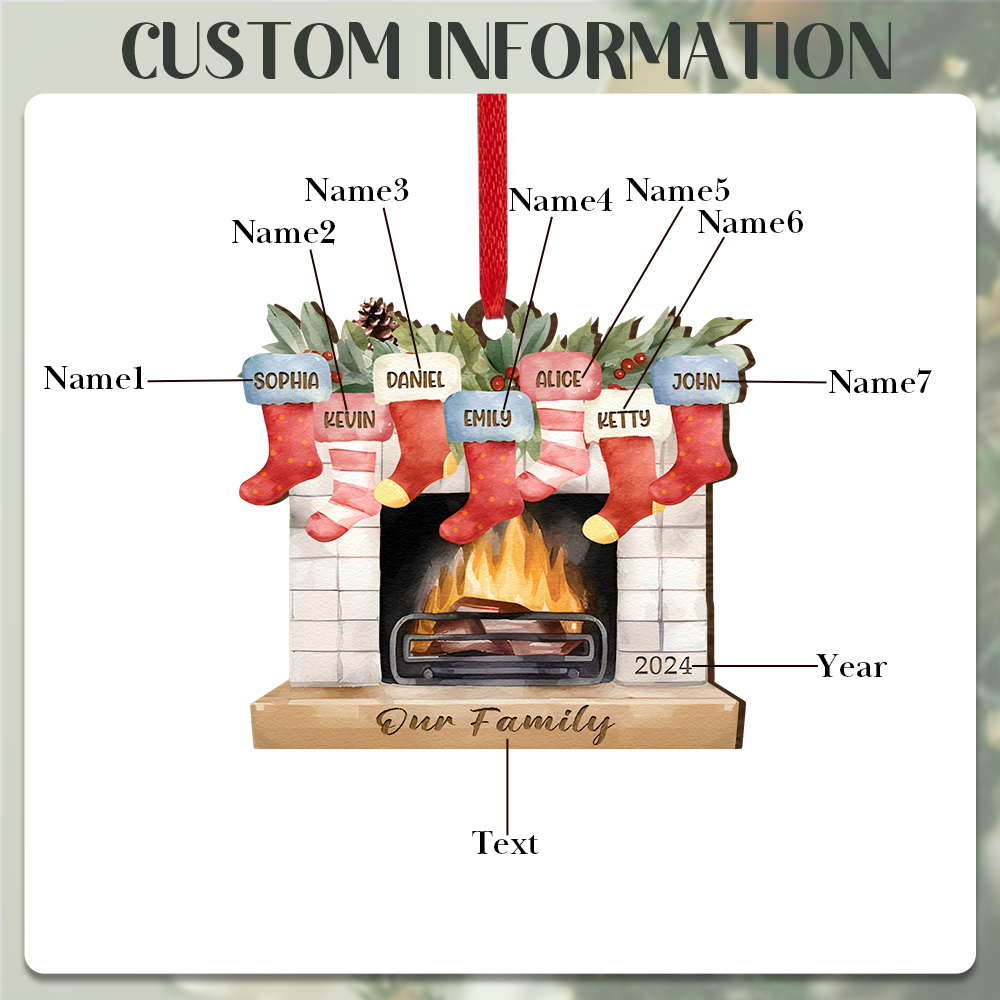 Decorazione Natalizia in Legno Personalizzata con 2-7 Nomi, 1 Testo e 1 Data – Regalo di Natale per Famiglia | Jessemade