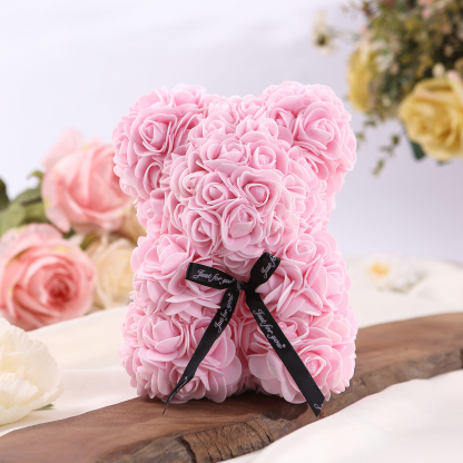 Orso di Rose Romantico - Decorazione per Coppie - Disponibile in Rosso e Rosa - Regalo di San Valentino per Lei | Jessemade
