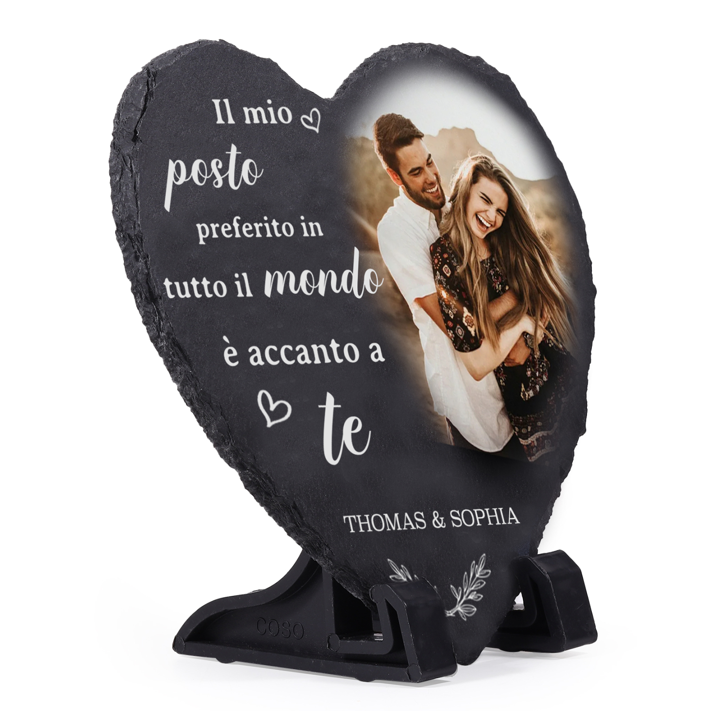 Decorazione Personalizzata in Pietra a Forma di Cuore con 2 Nomi e 1 Foto - "Il mio posto preferito in tutto il mondo è accanto a te" - Regalo di San Valentino per Lei/Lui | Jessemade