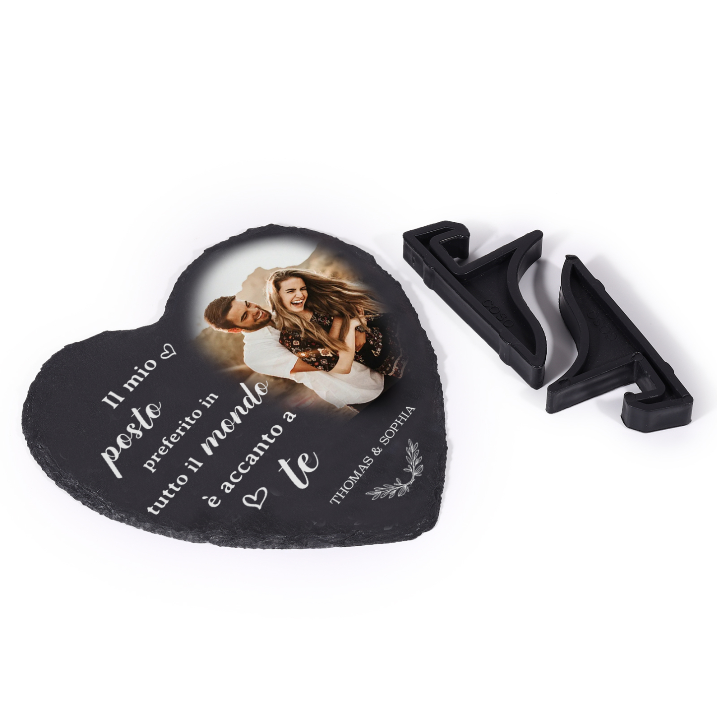 Decorazione Personalizzata in Pietra a Forma di Cuore con 2 Nomi e 1 Foto - "Il mio posto preferito in tutto il mondo è accanto a te" - Regalo di San Valentino per Lei/Lui | Jessemade