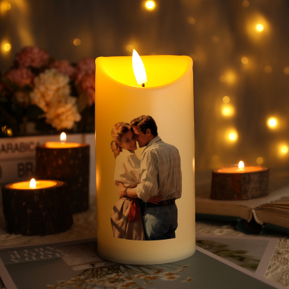 Candela LED Personalizzata con 2 Nomi, 1 Foto e 1 Data – "Ogni Storia