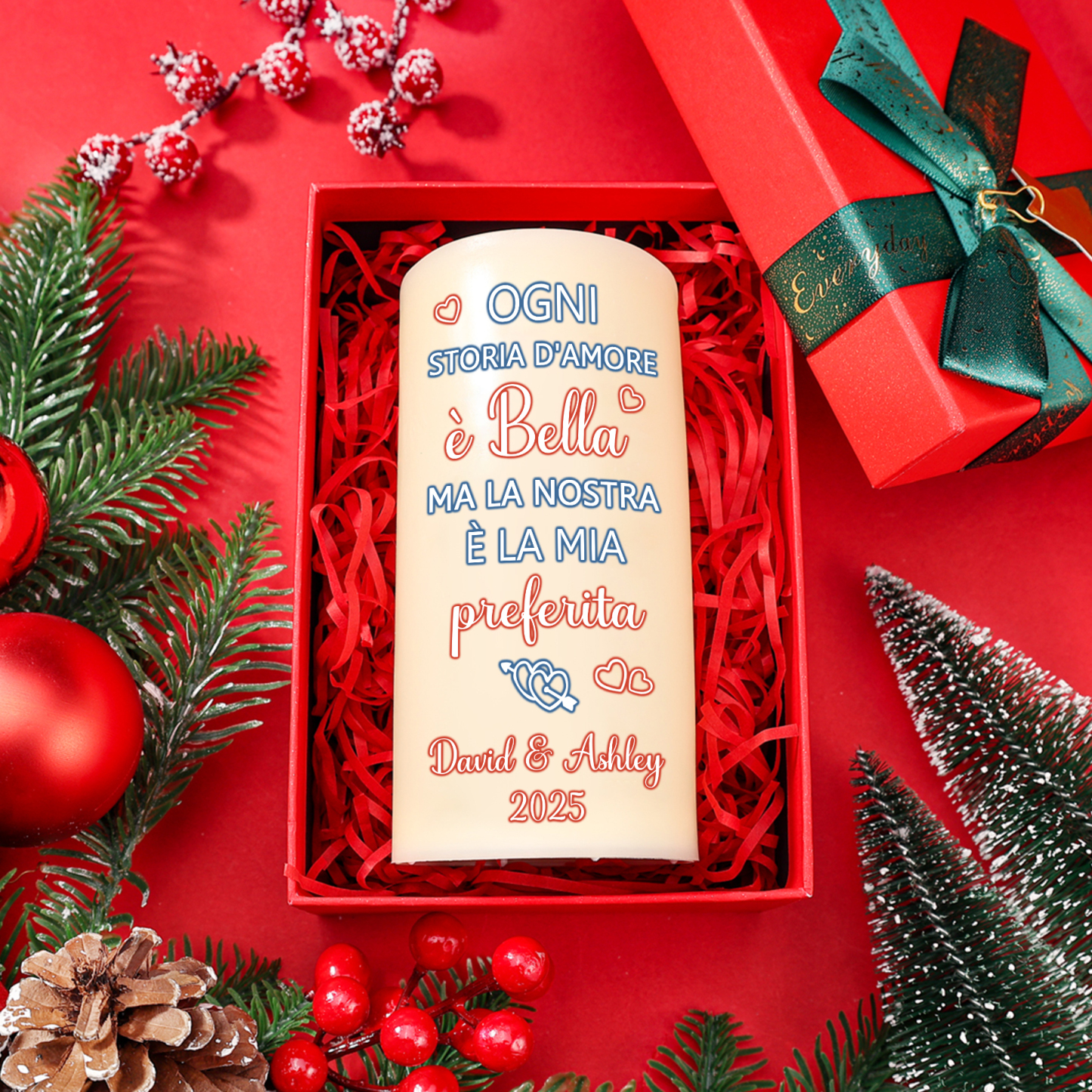 Candela LED Personalizzata con 2 Nomi, 1 Foto e 1 Data – "Ogni Storia d'Amore è Bella, ma la Nostra è la Mia Preferita" – Regalo di San Valentino per Lei/Lui | Jessemade