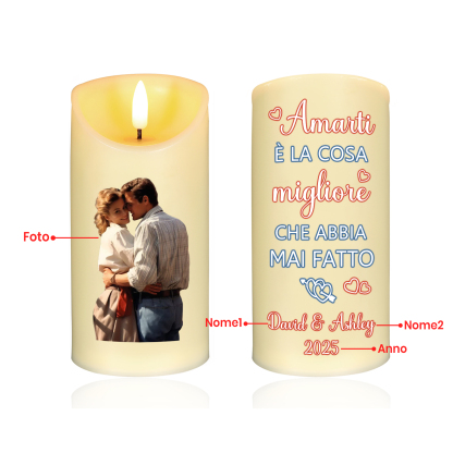 Candela LED Personalizzata con 2 Nomi, 1 Foto e 1 Data – "Amarti è la Cosa Migliore Che Abbia Mai Fatto" – Regalo di San Valentino per Lei/Lui | Jessemade