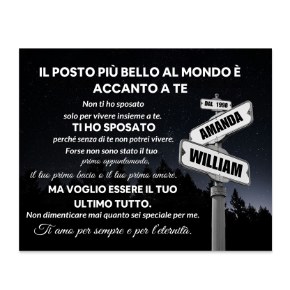 Targa Personalizzata in Legno - con 2 Nomi e Anno - "Il posto più bello al mondo è accanto a te" - Regalo di San Valentino per Lei/Lui | Jessemade