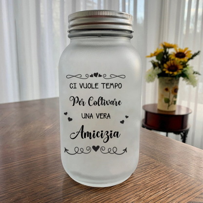 Lampada LED in vetro personalizzata con nome e data per la migliore amica, sorella dell'anima o collega