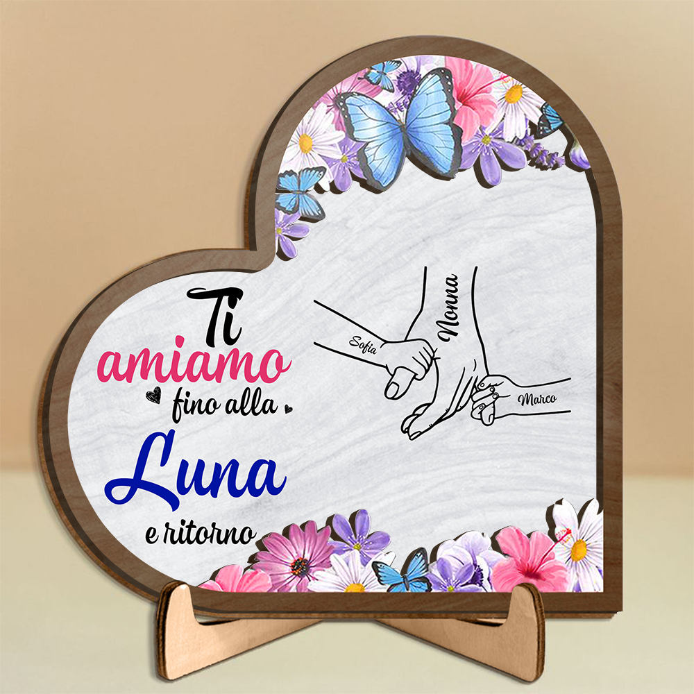 Placca a forma di cuore personalizzabile con da 2 a 11 nomi, idea regalo di compleanno, decorazione per la casa e ricordo per Nonna e Mamma | Jessemade
