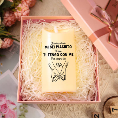 Candela a LED personalizzata per coppia con 2 nomi