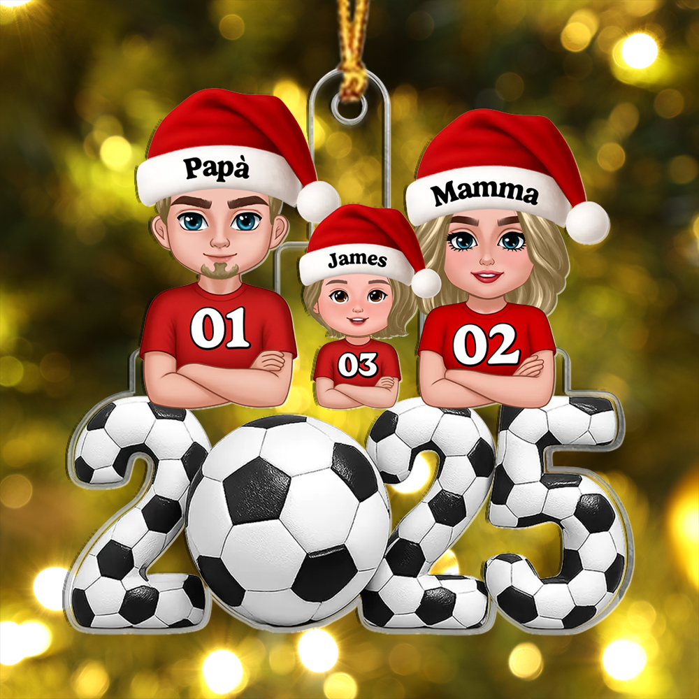 Decorazione Albero di Natale Personalizzata 2025 Famiglia Calcio