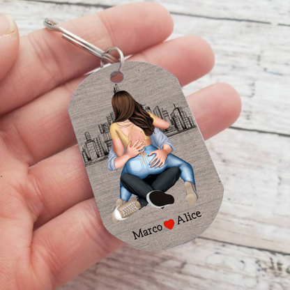 Portachiavi personalizzato coppia abbracciata - Ti terrò per sempre