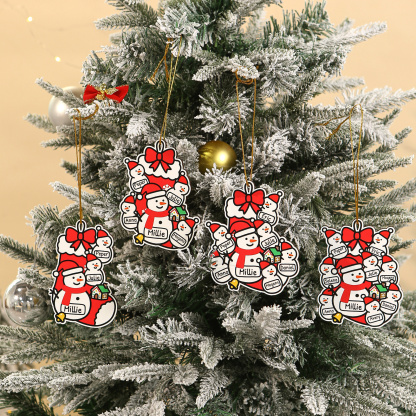 Decorazione per albero di Natale con famiglia di pupazzi di neve personalizzata con nome