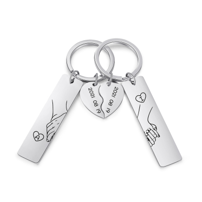 Set Regalo Personalizzato per Coppie con Portacandele Pinky Promise e Portachiavi a Cuore Abbinato | Nomi e Data Personalizzabili in Elegante Confezione Regalo | Jessemade