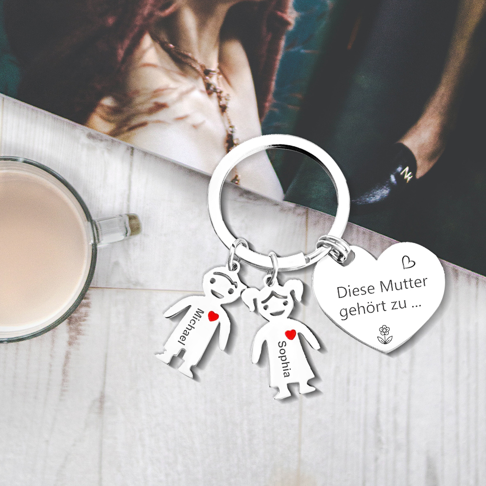 Portafoglio in Pelle PU per Donna Personalizzabile con Nome e Fiore di Nascita & Portachiavi con 2 Nomi e Testo - Set Regalo con Scatola per la Mamma | Jessemade