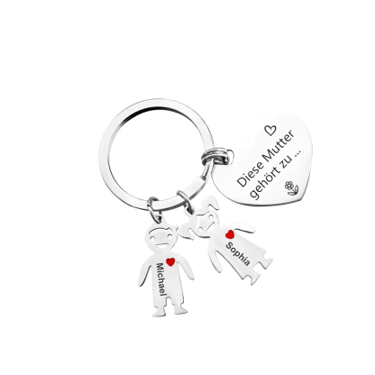 Portafoglio in Pelle PU per Donna Personalizzabile con Nome e Fiore di Nascita & Portachiavi con 2 Nomi e Testo - Set Regalo con Scatola per la Mamma | Jessemade