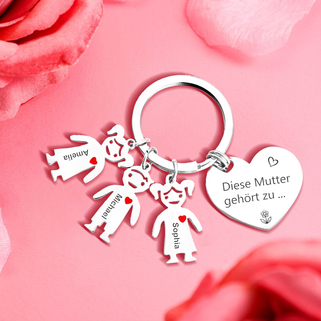 Portafoglio in Pelle PU per Donna Personalizzabile con Nome e Fiore di Nascita & Portachiavi con 3 Nomi e Testo - Set Regalo con Scatola per la Mamma | Jessemade