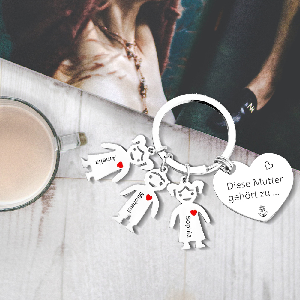 Portafoglio in Pelle PU per Donna Personalizzabile con Nome e Fiore di Nascita & Portachiavi con 3 Nomi e Testo - Set Regalo con Scatola per la Mamma | Jessemade