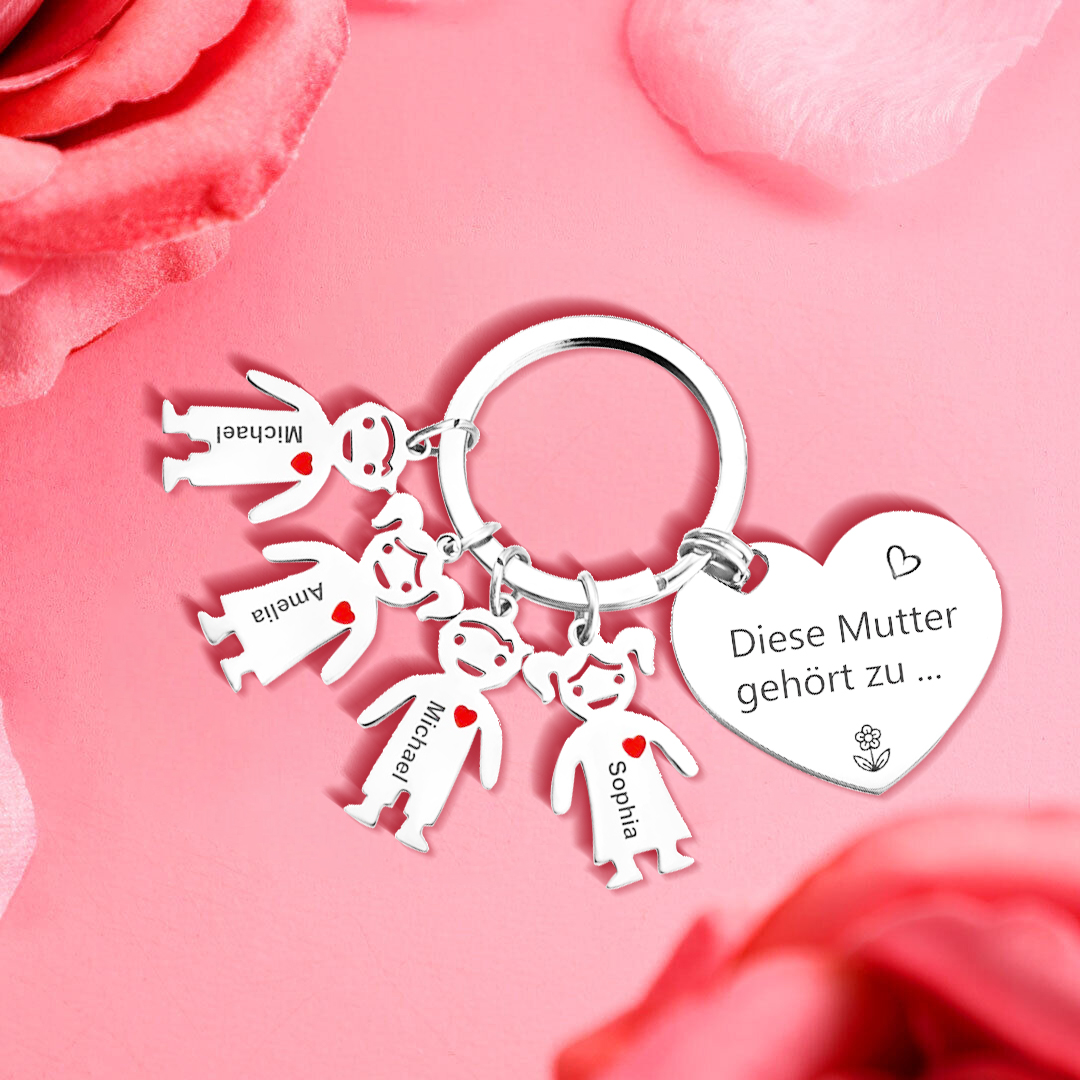 Portafoglio in Pelle PU per Donna Personalizzabile con Nome e Fiore di Nascita & Portachiavi con 4 Nomi e Testo - Set Regalo con Scatola per la Mamma | Jessemade