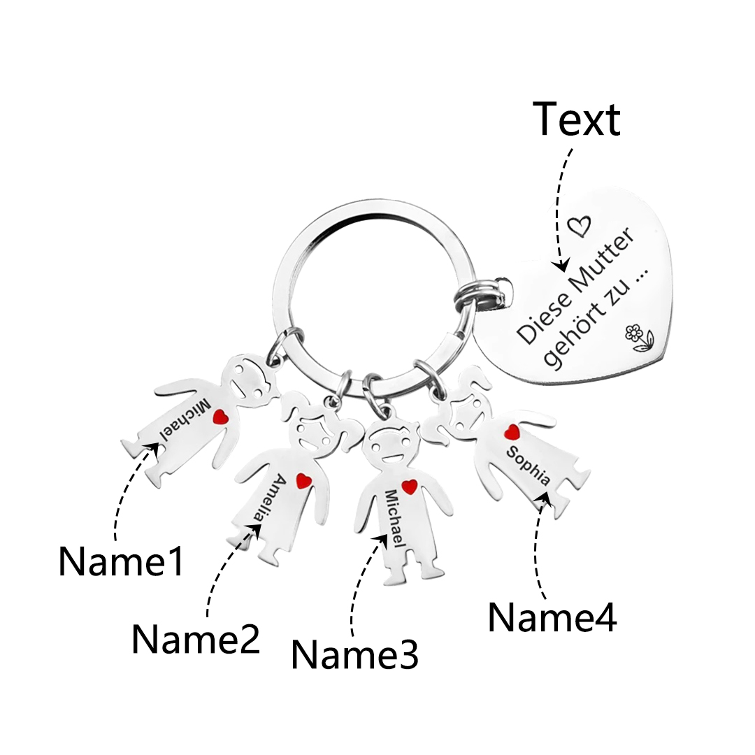 Portafoglio in Pelle PU per Donna Personalizzabile con Nome e Fiore di Nascita & Portachiavi con 4 Nomi e Testo - Set Regalo con Scatola per la Mamma | Jessemade