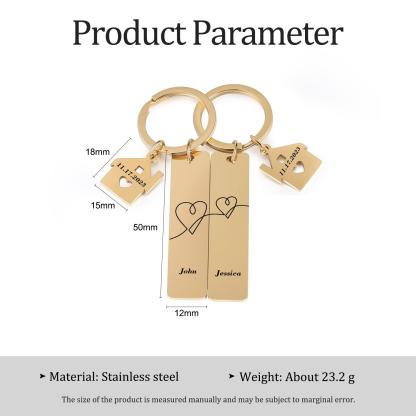 Portachiavi con carino casa per coppia  2 nomi e 2 date personalizzabile