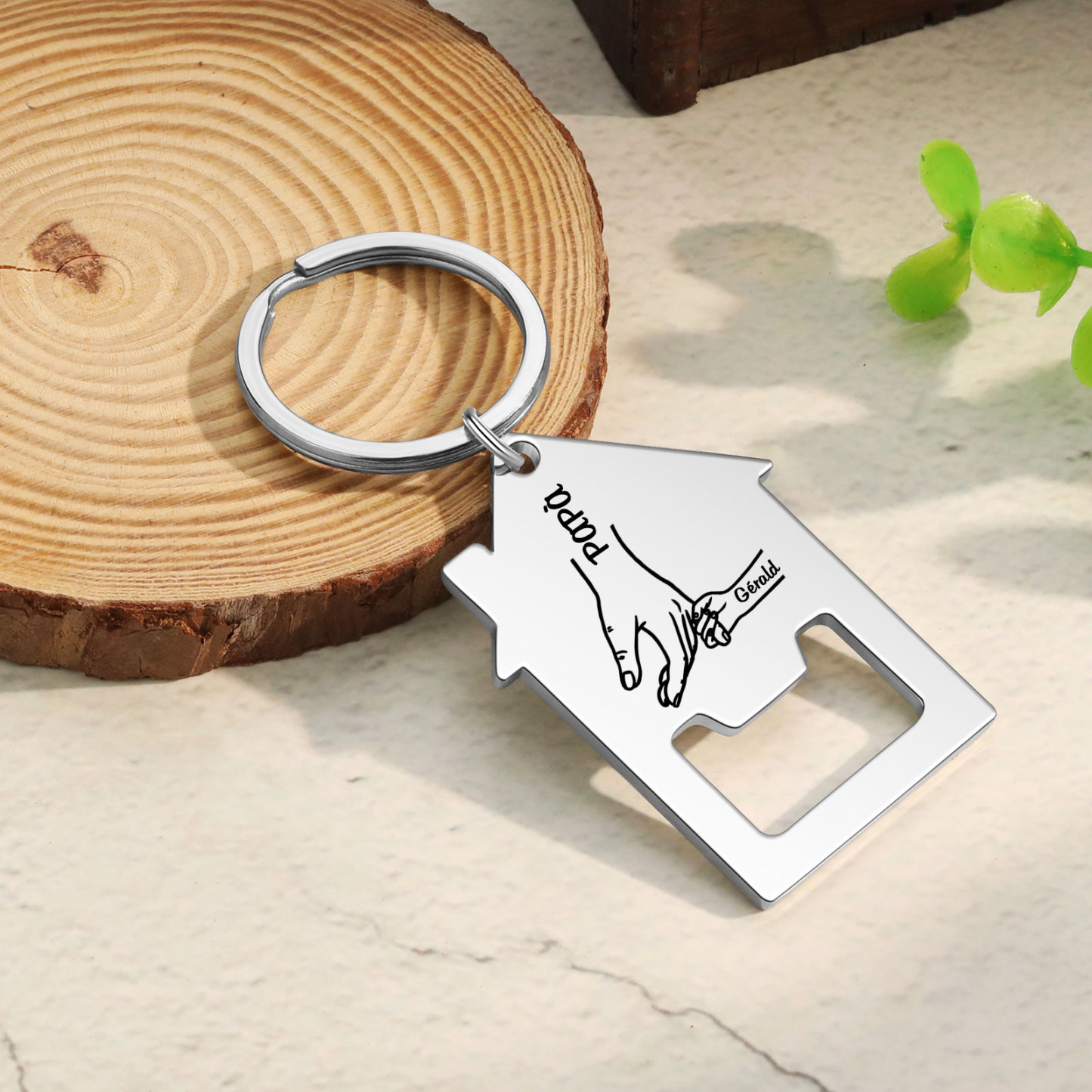 Portachiavi casa con mano nella mano 2 Nomi personalizzati regalo per famiglia