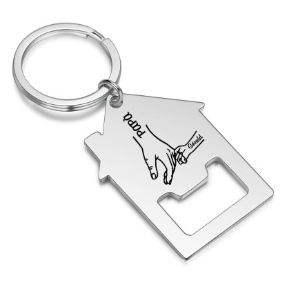Portachiavi casa con mano nella mano 2 Nomi personalizzati regalo per famiglia