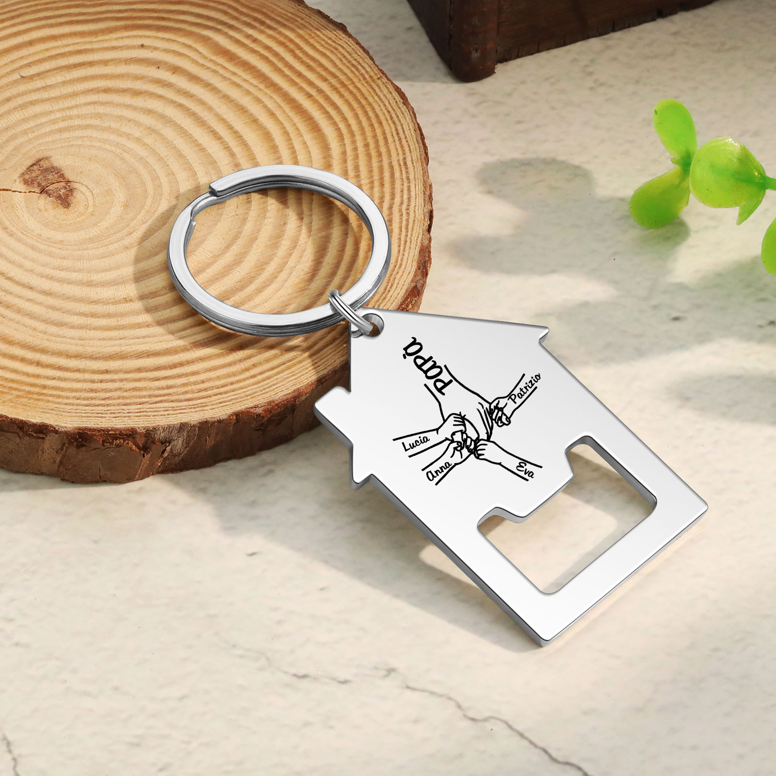 Portachiavi casa con mano nella mano 5 Nomi personalizzati regalo per famiglia