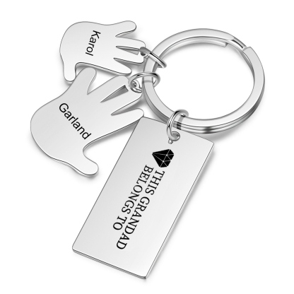 Portachiavi mano e mano con 2 nomi e 1 testo personalizzati per marito nonno papà padre
