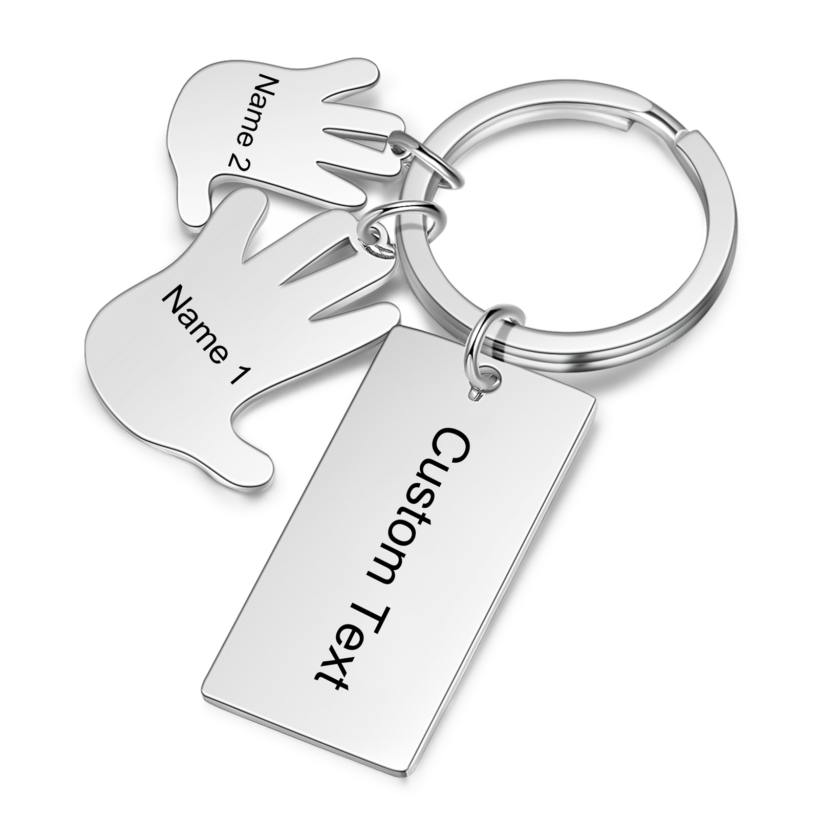 Portachiavi mano e mano con 2 nomi e 1 testo personalizzati per marito nonno papà padre