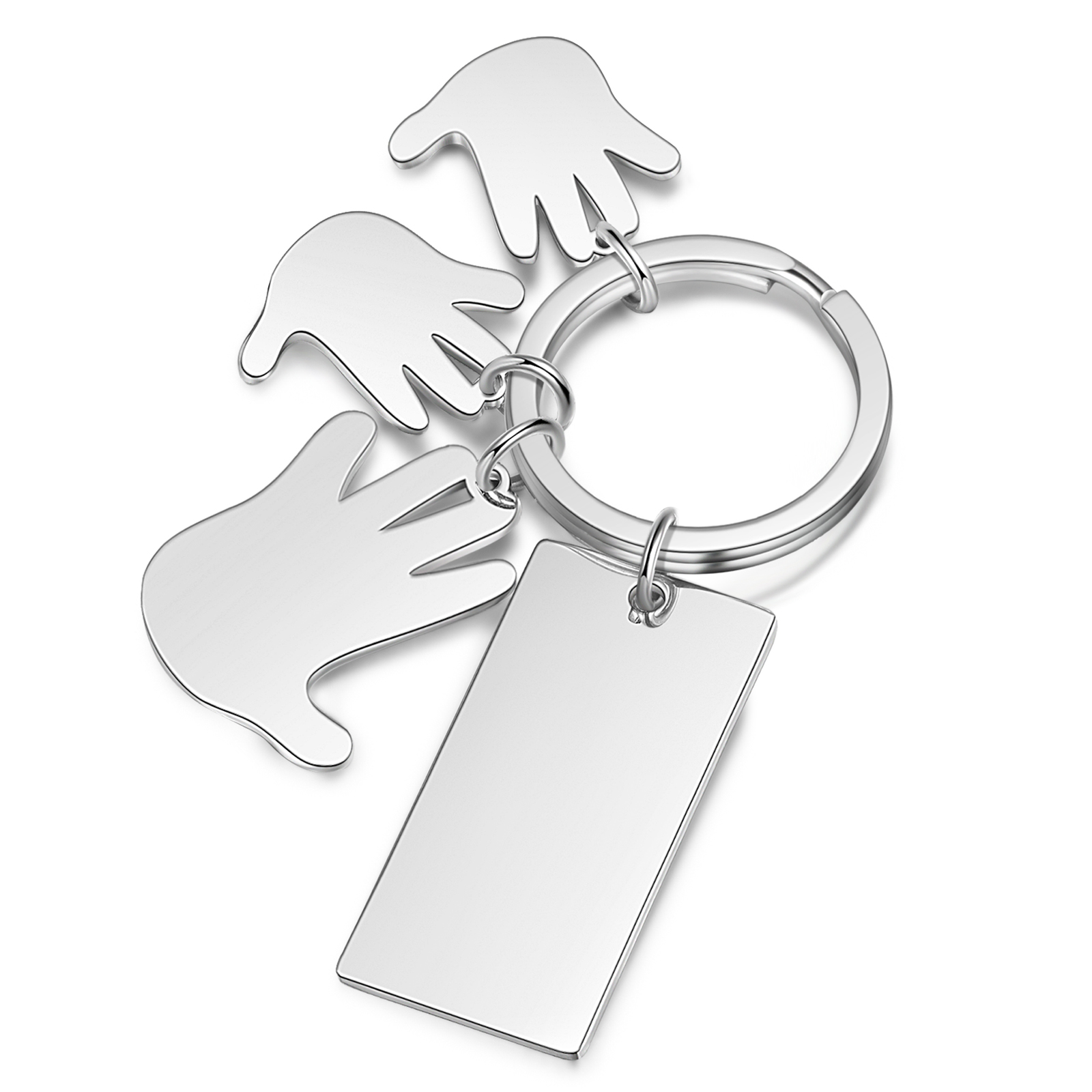 Portachiavi mano e mano con 3 nomi e 1 testo personalizzati per marito nonno papà padre