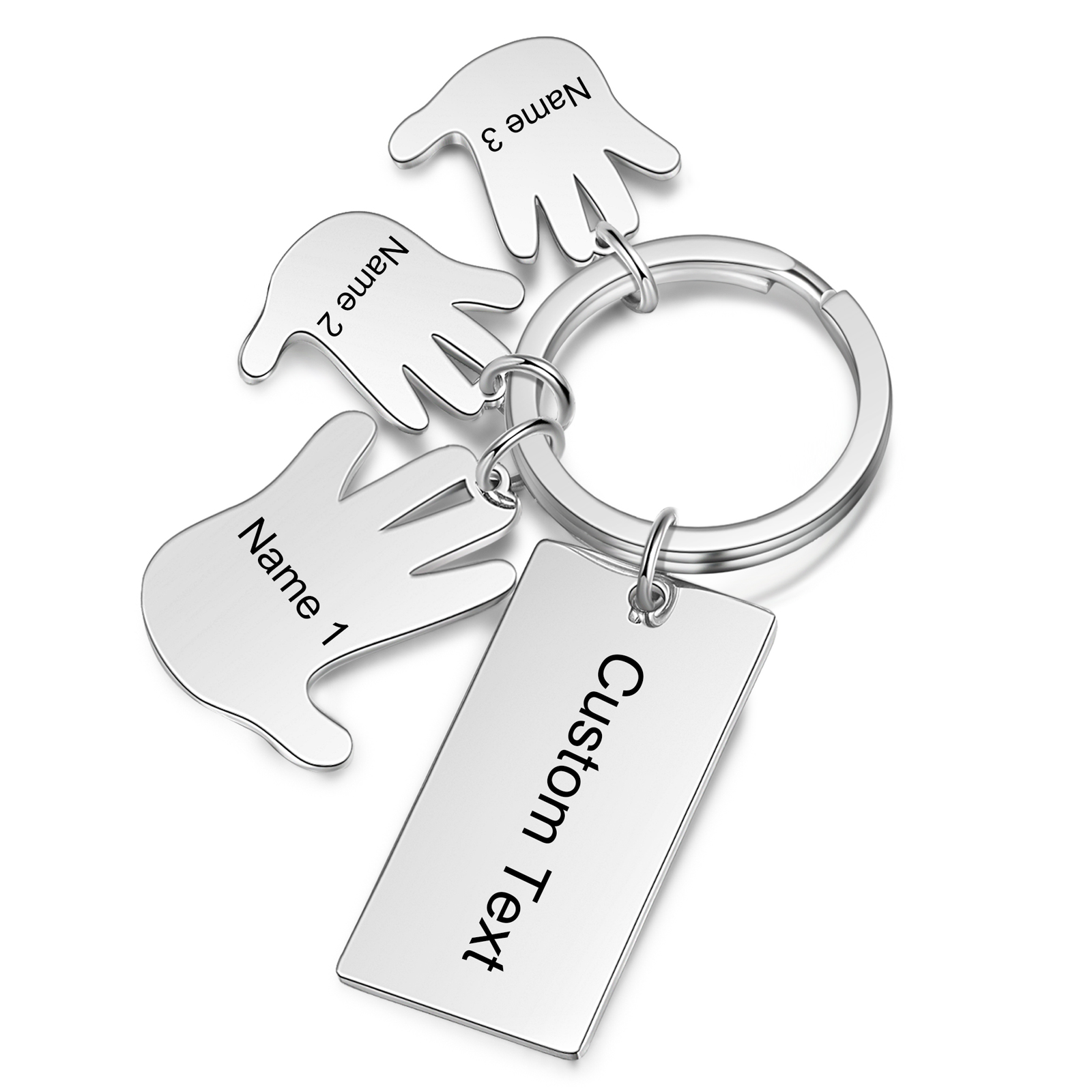 Portachiavi mano e mano con 3 nomi e 1 testo personalizzati per marito nonno papà padre