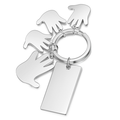 Portachiavi mano e mano con 4 nomi e 1 testo personalizzati per marito nonno papà padre