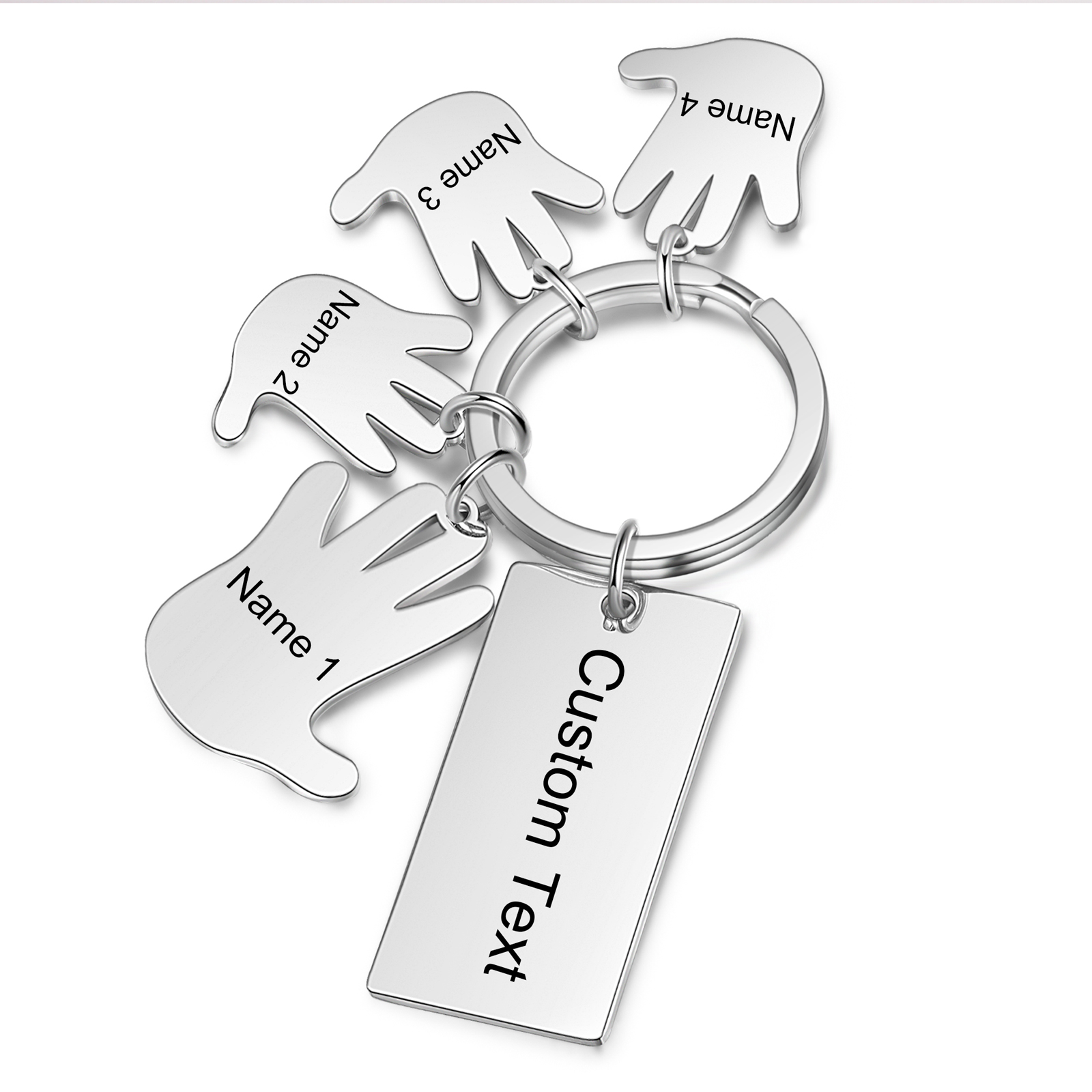 Portachiavi mano e mano con 4 nomi e 1 testo personalizzati per marito nonno papà padre