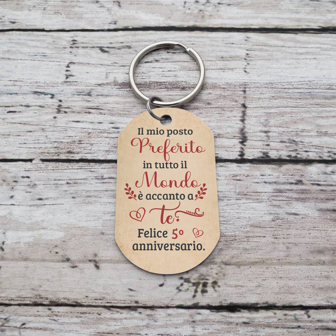 Portachiavi Personalizzato in Acciaio Inossidabile con Foto, Nomi e Numero - "Felice Anniversario" - Regalo di Natale per Lui/Lei | Jessemade