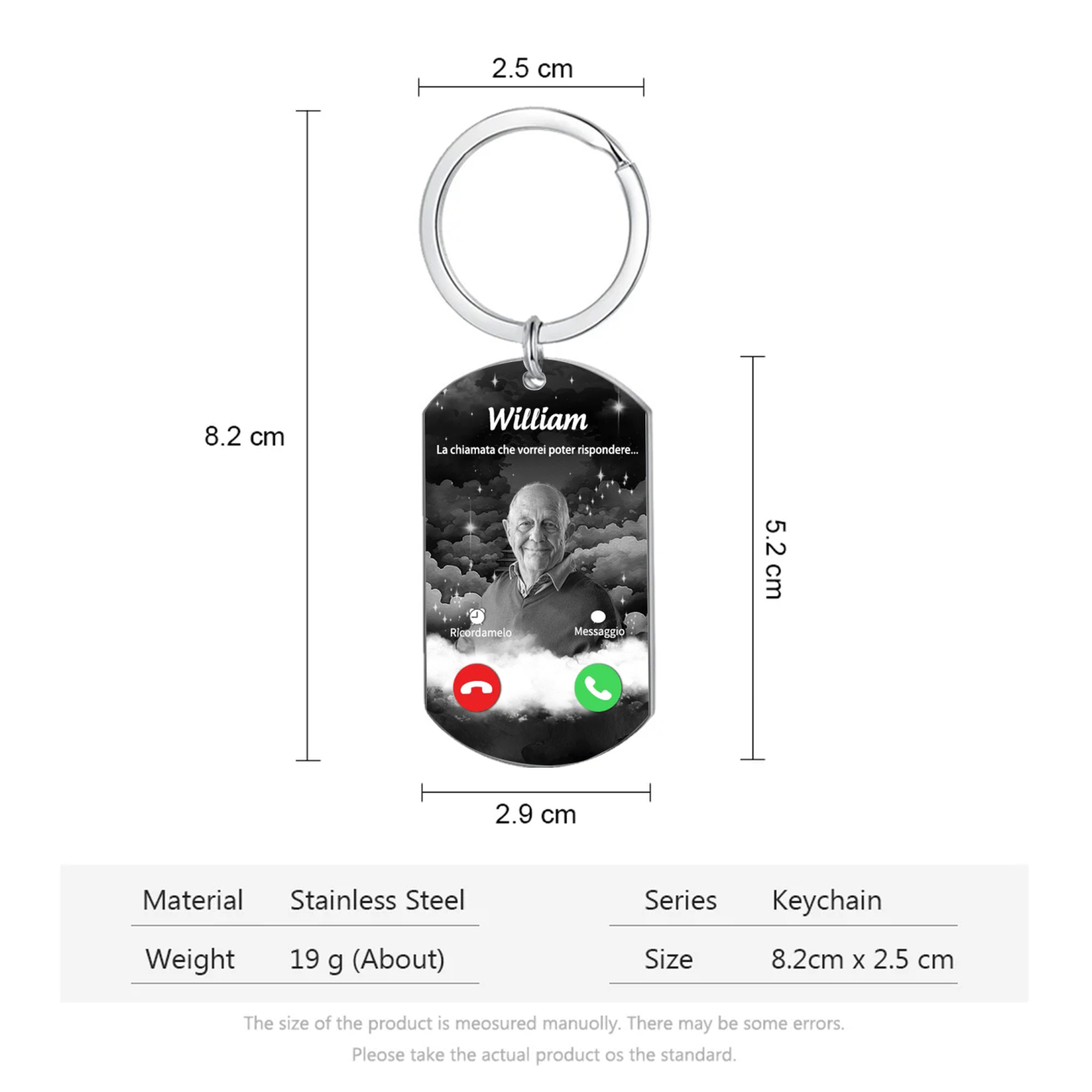 Set Bracciale e Portachiavi Commemorativo Personalizzato con Ala d’Angelo, Foto e Nome - Regalo per Famiglia | Jessemade
