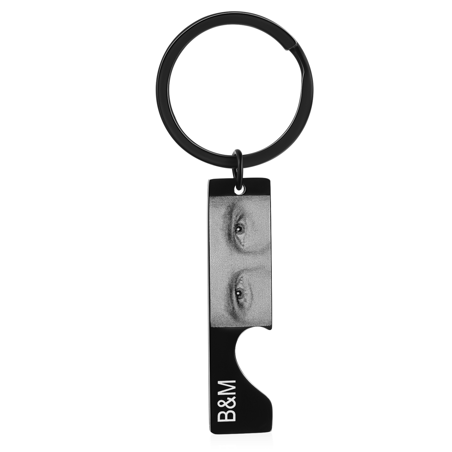 Portachiavi Personalizzato a Forma di Cuore in Acciaio Inossidabile - 2 Lettere e 2 Foto Incise - Regalo di San Valentino per Lei/Lui | Jessemade