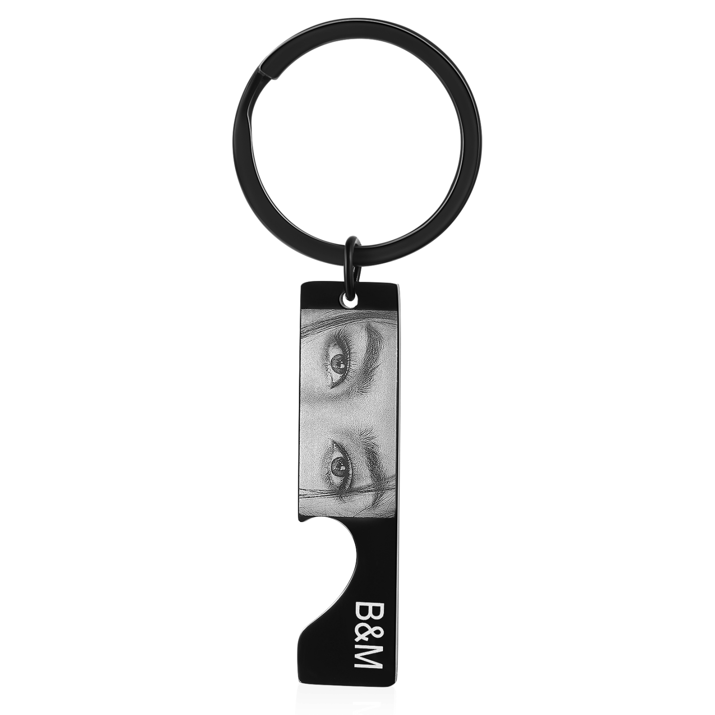 Portachiavi Personalizzato a Forma di Cuore in Acciaio Inossidabile - 2 Lettere e 2 Foto Incise - Regalo di San Valentino per Lei/Lui | Jessemade