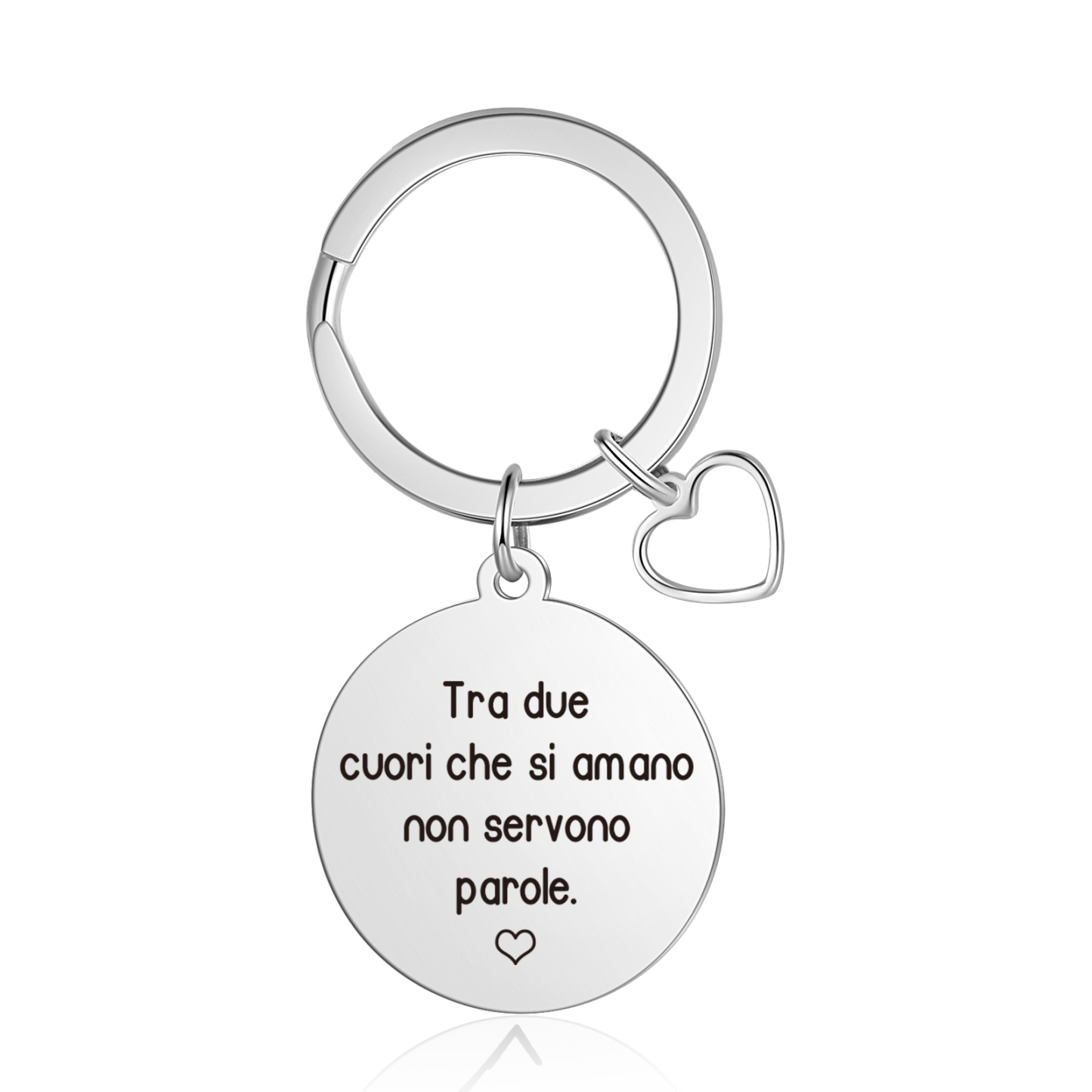 Portachiavi Personalizzato con 1 Foto - "Tra due cuori che si amano non servono parole" Design Cuore per Coppie, Regalo di San Valentino per Lei/Lui | Jessemade