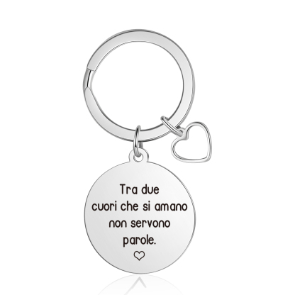 Portachiavi Personalizzato con 1 Foto - "Tra due cuori che si amano non servono parole" Design Cuore per Coppie, Regalo di San Valentino per Lei/Lui | Jessemade