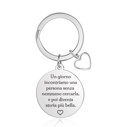 Portachiavi Personalizzato con 1 Foto - "Un giorno incontriamo una persona..." Design Cuore per Coppie, Regalo di San Valentino per Lei/Lui | Jessemade