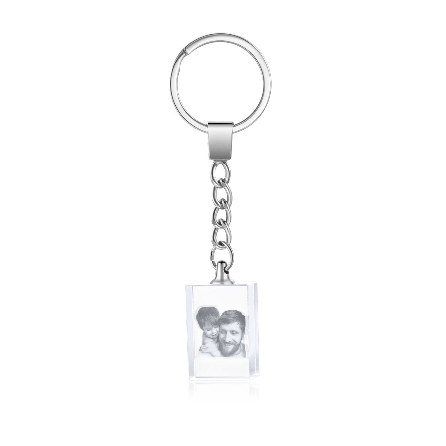 Portachiavi in Cristallo Personalizzato – con 1 Foto – 5 Stili Disponibili – Regalo Elegante per Papà | Jessemade