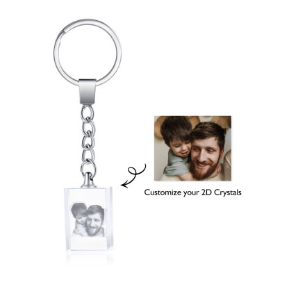 Portachiavi in Cristallo Personalizzato – con 1 Foto – 5 Stili Disponibili – Regalo Elegante per Papà | Jessemade
