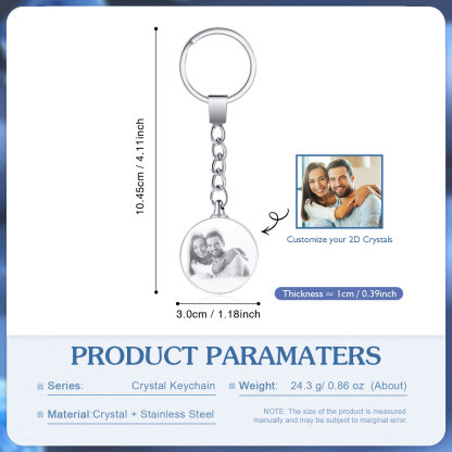 Portachiavi in Cristallo Personalizzato – con 1 Foto – 5 Stili Disponibili – Regalo Elegante per Papà | Jessemade