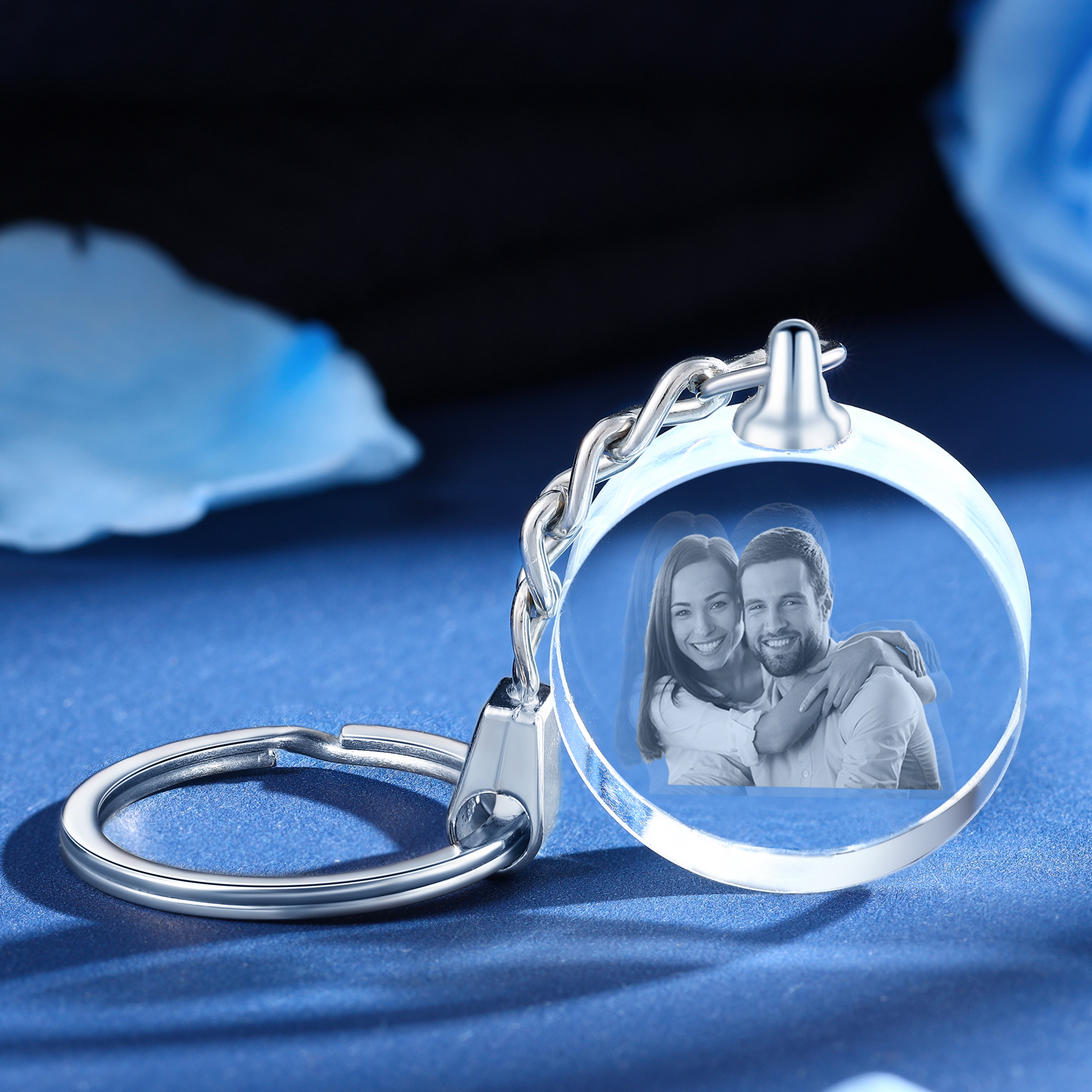 Portachiavi in Cristallo Personalizzato – con 1 Foto – 5 Stili Disponibili – Regalo Elegante per Papà | Jessemade