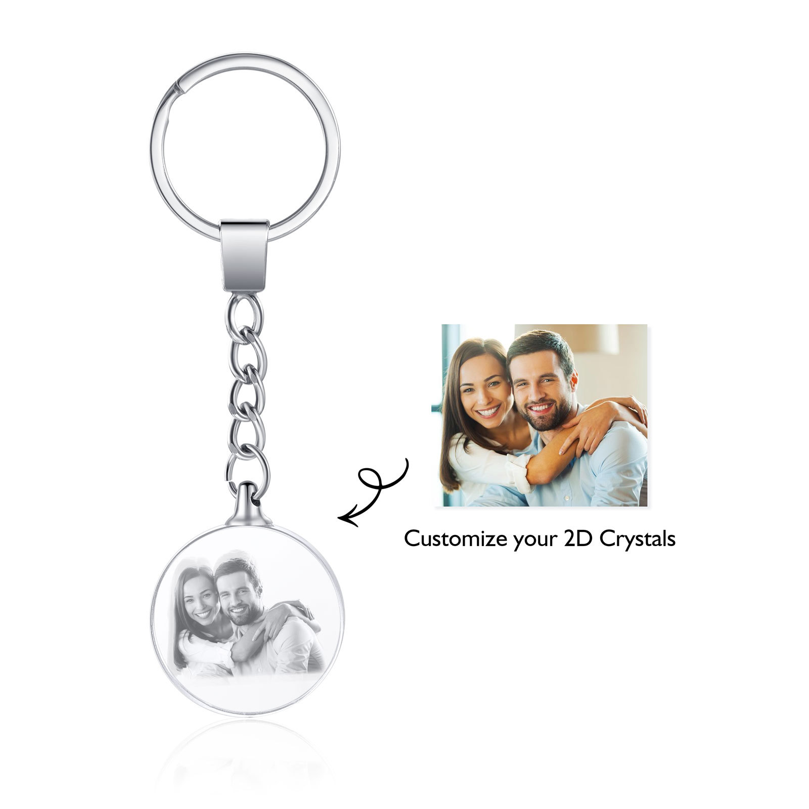 Portachiavi in Cristallo Personalizzato – con 1 Foto – 5 Stili Disponibili – Regalo Elegante per Papà | Jessemade