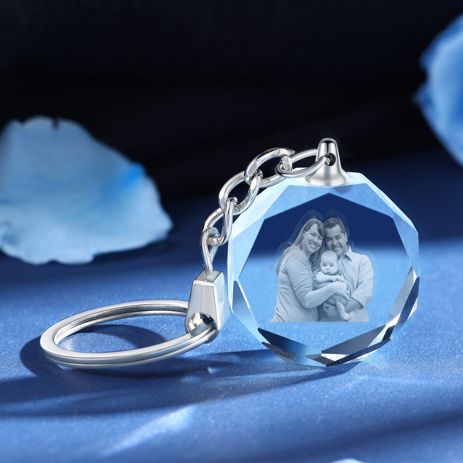 Portachiavi in Cristallo Personalizzato – con 1 Foto – 5 Stili Disponibili – Regalo Elegante per Papà | Jessemade