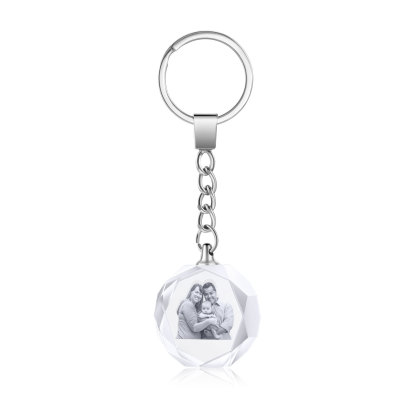 Portachiavi in Cristallo Personalizzato – con 1 Foto – 5 Stili Disponibili – Regalo Elegante per Papà | Jessemade