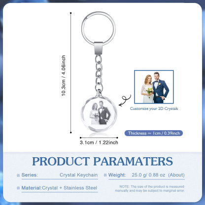 Portachiavi in Cristallo Personalizzato – con 1 Foto – 5 Stili Disponibili – Regalo Elegante per Papà | Jessemade