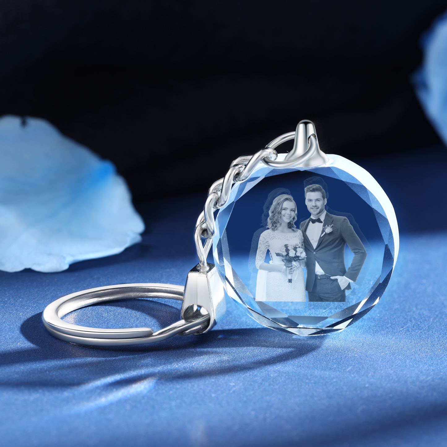 Portachiavi in Cristallo Personalizzato – con 1 Foto – 5 Stili Disponibili – Regalo Elegante per Papà | Jessemade