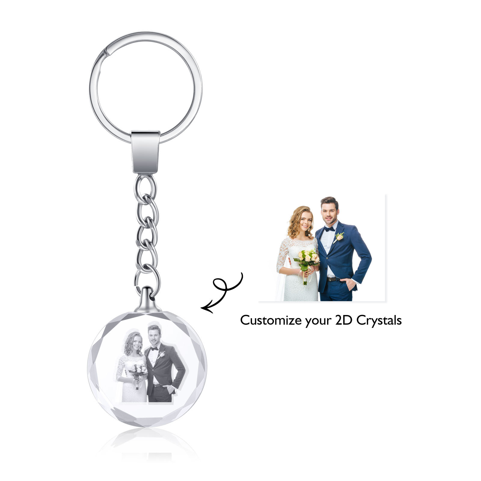 Portachiavi in Cristallo Personalizzato – con 1 Foto – 5 Stili Disponibili – Regalo Elegante per Papà | Jessemade