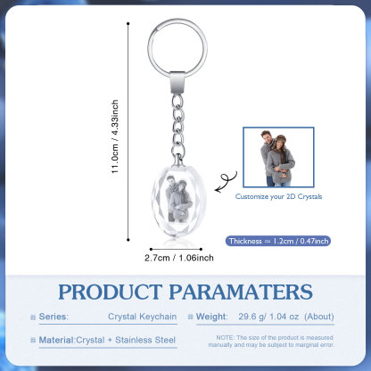Portachiavi in Cristallo Personalizzato – con 1 Foto – 5 Stili Disponibili – Regalo Elegante per Papà | Jessemade